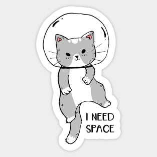 I need space, cute cat in helmet astronaut in galaxy space Sticker